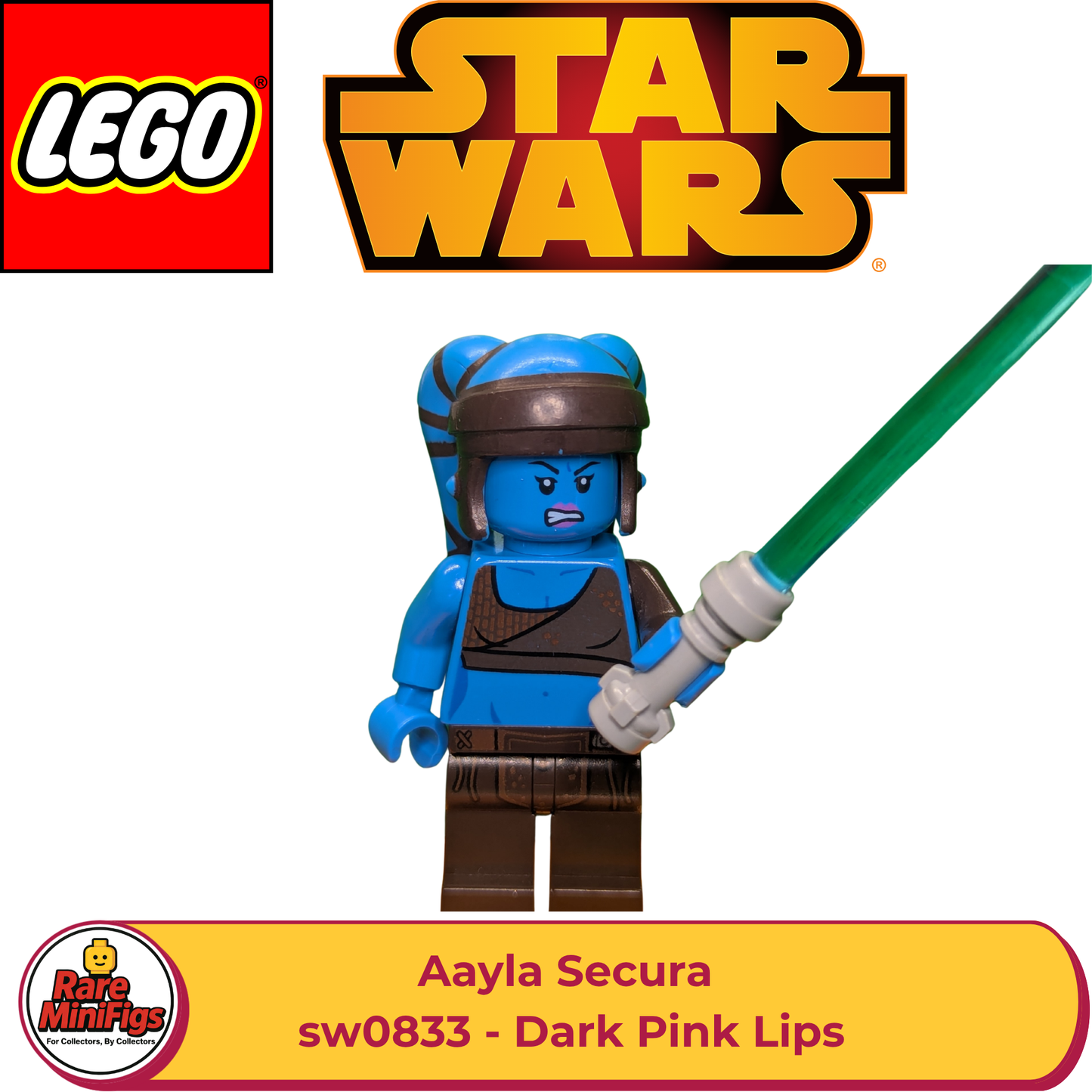 LEGO® Star Wars Aayla Secura Minifigure (sw0833) – Dark Pink Lips